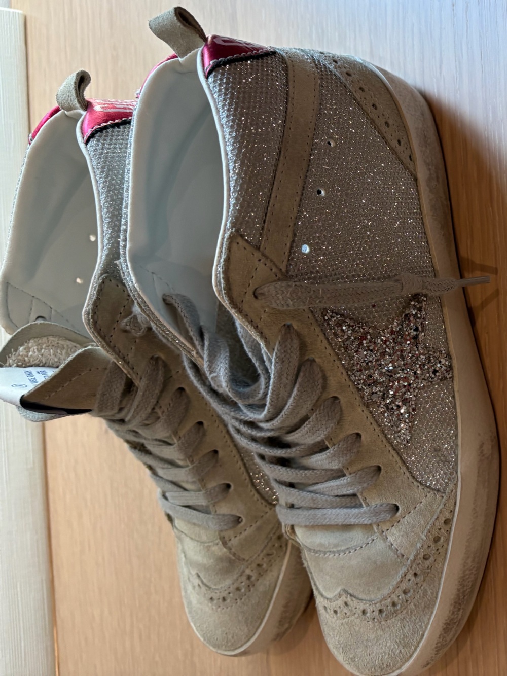 Golden Goose Beige Suede Sneakers with Blue Tongue Tab - Picture 3 of 7